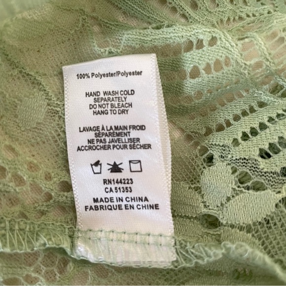 Anthropologie Bishop Young NEW Sheer Lacy Top Lace Blouse Light Green Scallop PS - Picture 8 of 9